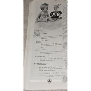 1939 Bell Telephone System Advertisement Featuring Children and Telephone